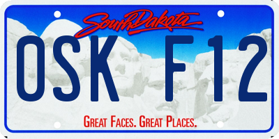 SD license plate 0SKF12