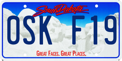 SD license plate 0SKF19
