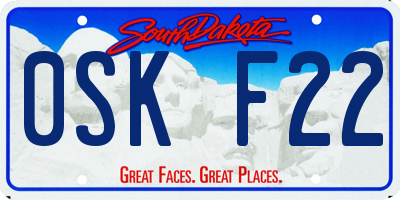 SD license plate 0SKF22