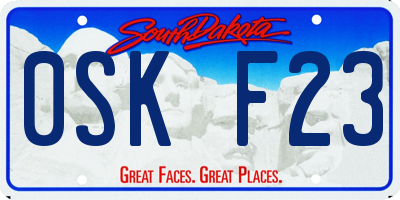 SD license plate 0SKF23