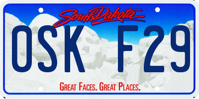 SD license plate 0SKF29