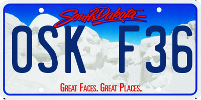 SD license plate 0SKF36
