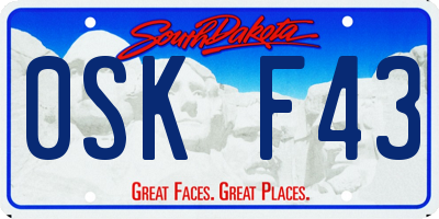 SD license plate 0SKF43