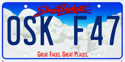 SD license plate 0SKF47