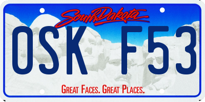 SD license plate 0SKF53
