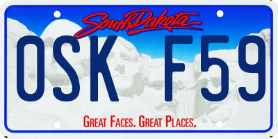 SD license plate 0SKF59