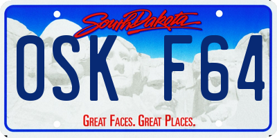 SD license plate 0SKF64