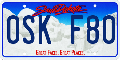 SD license plate 0SKF80
