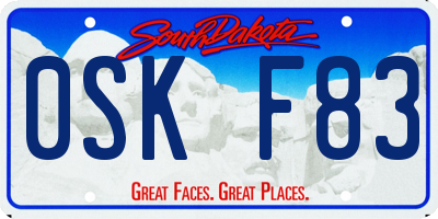 SD license plate 0SKF83