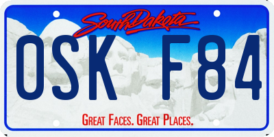 SD license plate 0SKF84