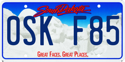 SD license plate 0SKF85