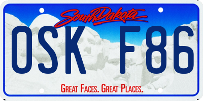 SD license plate 0SKF86
