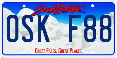 SD license plate 0SKF88