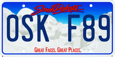 SD license plate 0SKF89