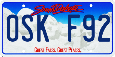SD license plate 0SKF92