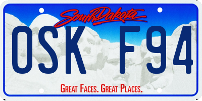 SD license plate 0SKF94