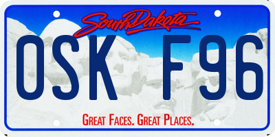 SD license plate 0SKF96