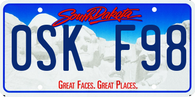 SD license plate 0SKF98