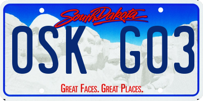 SD license plate 0SKG03
