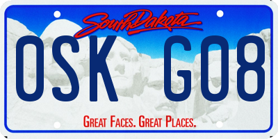 SD license plate 0SKG08