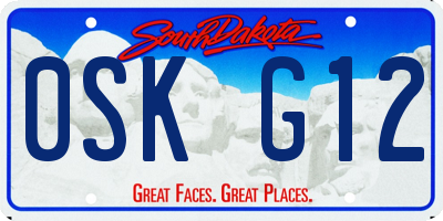 SD license plate 0SKG12