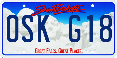SD license plate 0SKG18