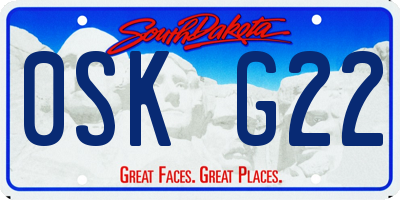 SD license plate 0SKG22
