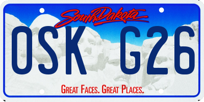 SD license plate 0SKG26