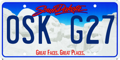 SD license plate 0SKG27