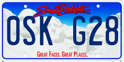 SD license plate 0SKG28