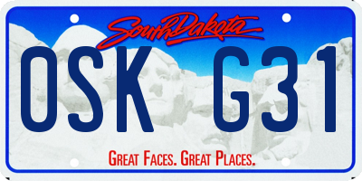 SD license plate 0SKG31