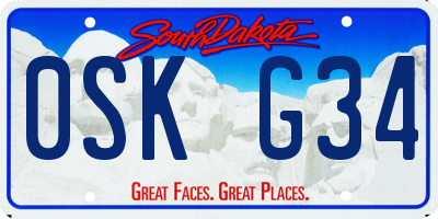 SD license plate 0SKG34