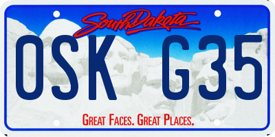 SD license plate 0SKG35