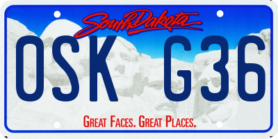 SD license plate 0SKG36
