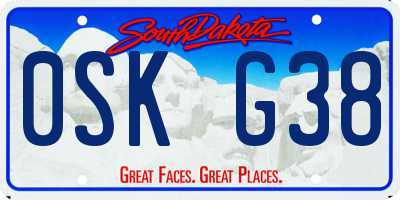 SD license plate 0SKG38