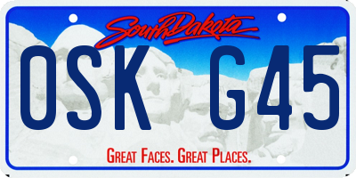 SD license plate 0SKG45