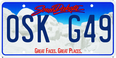 SD license plate 0SKG49