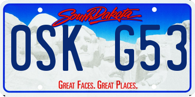 SD license plate 0SKG53