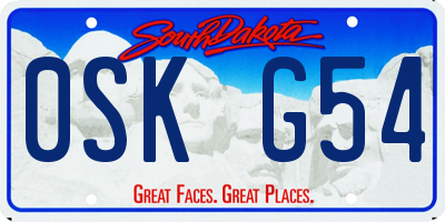 SD license plate 0SKG54