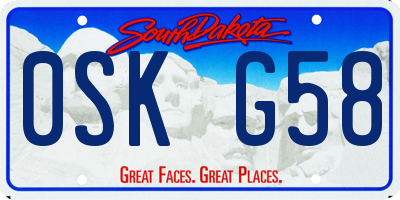 SD license plate 0SKG58