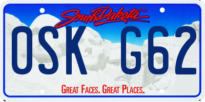 SD license plate 0SKG62