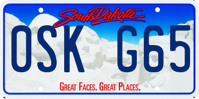 SD license plate 0SKG65