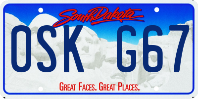 SD license plate 0SKG67
