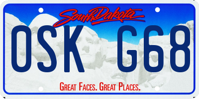 SD license plate 0SKG68