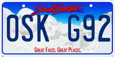 SD license plate 0SKG92