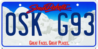 SD license plate 0SKG93