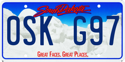 SD license plate 0SKG97