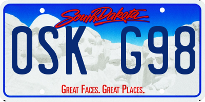 SD license plate 0SKG98