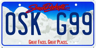 SD license plate 0SKG99