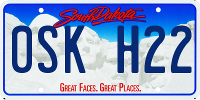 SD license plate 0SKH22